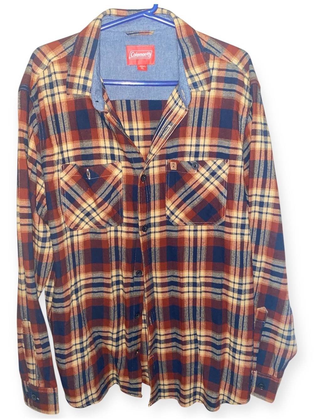 Coleman Men's Long-Sleeve Flannel Shirt Plaid Button-Down   New SZ XL